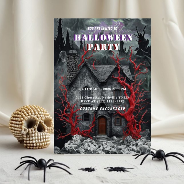Haunted Cottage Halloween Party Invitation Gothic  (Creator Uploaded)