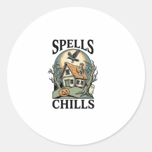 Haunted Cottage Halloween Shirt for Spooky Season_ Classic Round Sticker