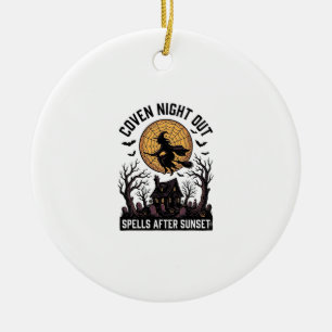 Haunted Coven Shirt Vintage Witch House Halloween  Ceramic Ornament