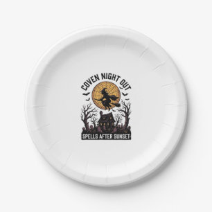 Haunted Coven Shirt Vintage Witch House Halloween Paper Plate