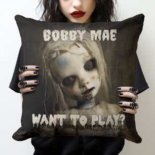 Haunted Doll 80s Horror Movie Demon Possessed Cushion