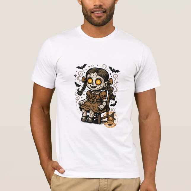 Haunted Doll – Halloween Cartoon T-Shirt (Front)