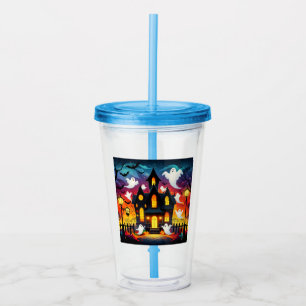 Haunted Fantomatic House - Halloween Scene Acrylic Tumbler