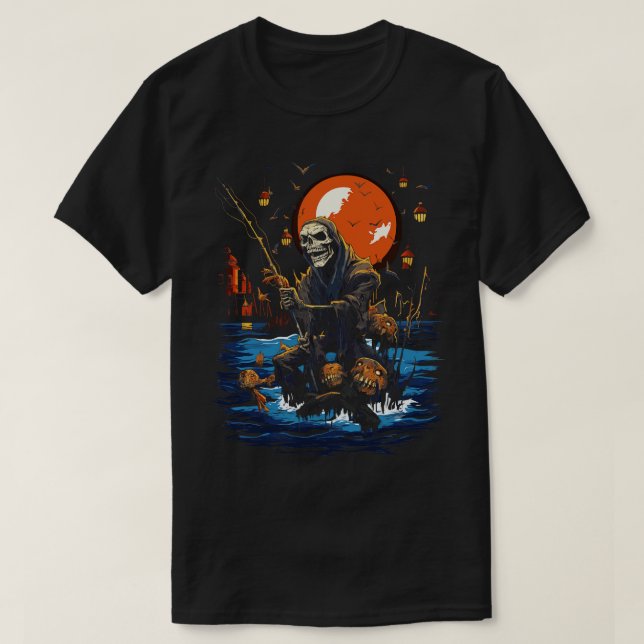 Haunted Fishing Trip Spooky Halloween Angler 2 T-Shirt (Design Front)