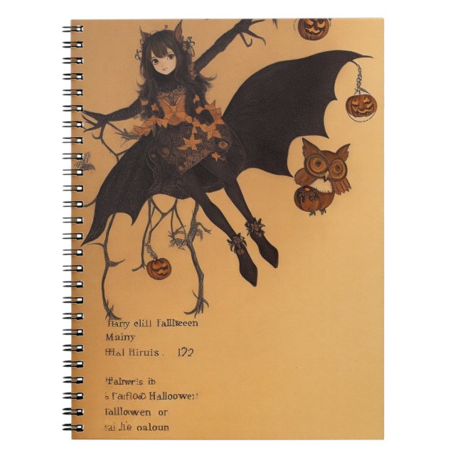 Haunted Forest Dreams Owl Notebook for Halloween (Front)