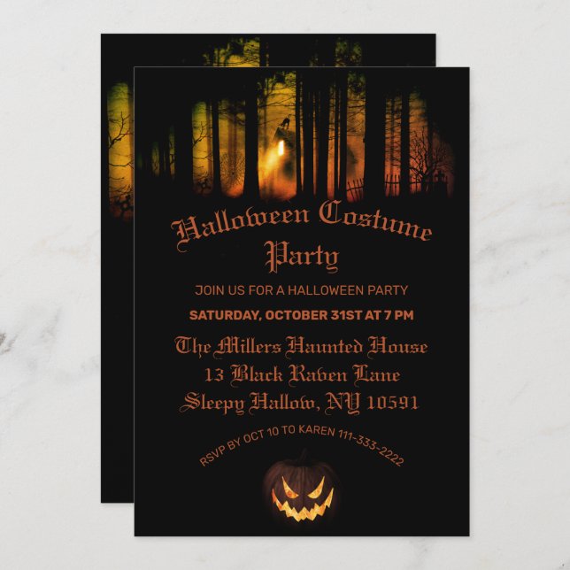 Haunted Forest Halloween Party Invitation (Front/Back)