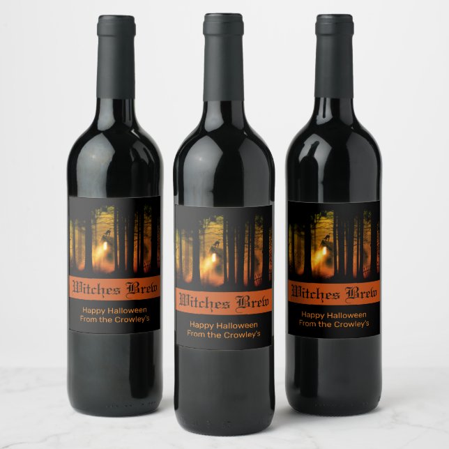 Haunted Forest Halloween Wine Label (Bottles)