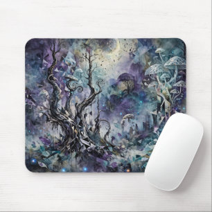 Haunted Forest Mystical Surreal Trees Mushrooms Mouse Pad