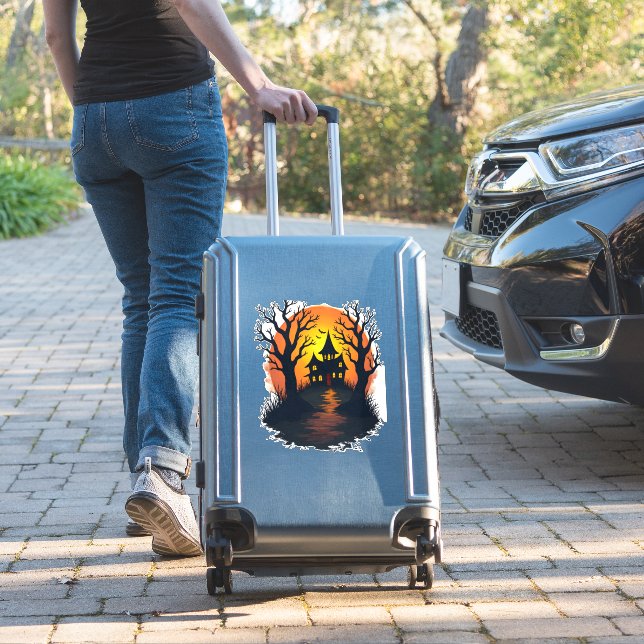 Haunted Forest – Spooky Halloween Nature Tee (Suitcase Insitu)