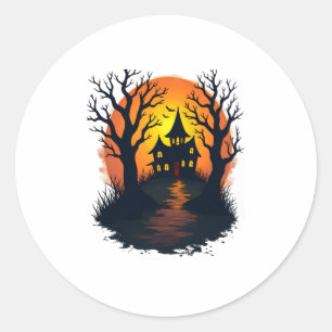 Haunted Forest – Spooky Halloween Nature Tee Classic Round Sticker