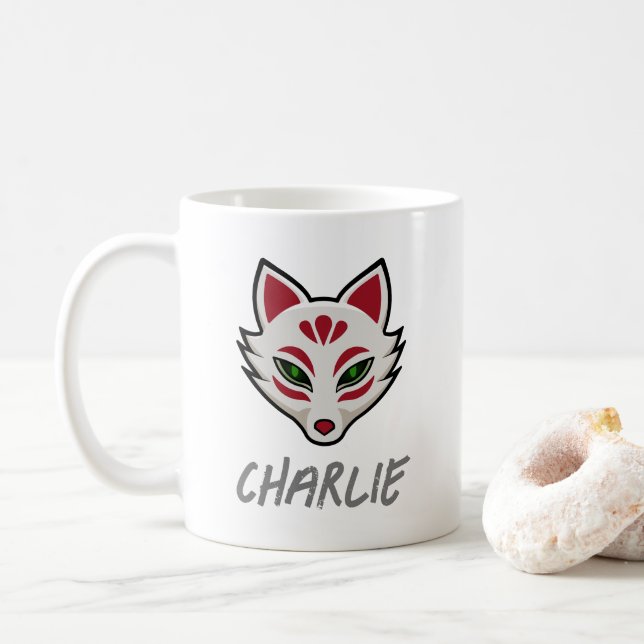 Haunted Fox Mask- Personalised Coffee Mug (With Donut)