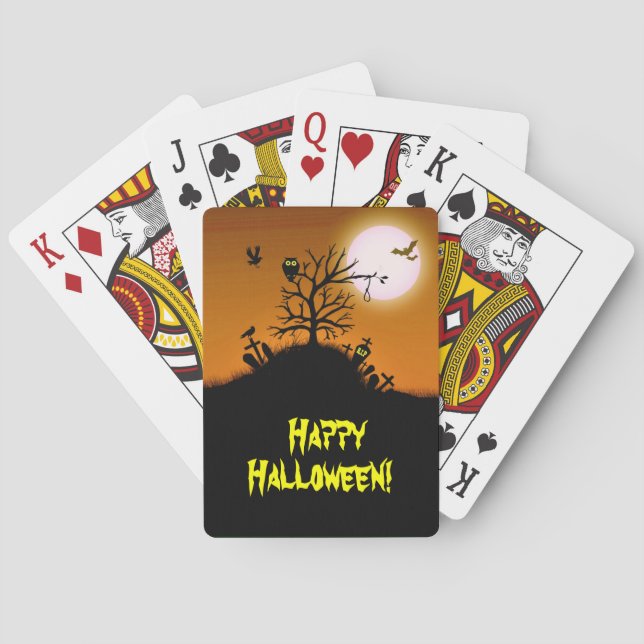 Haunted Grave Yard Halloween Playing Cards (Back)