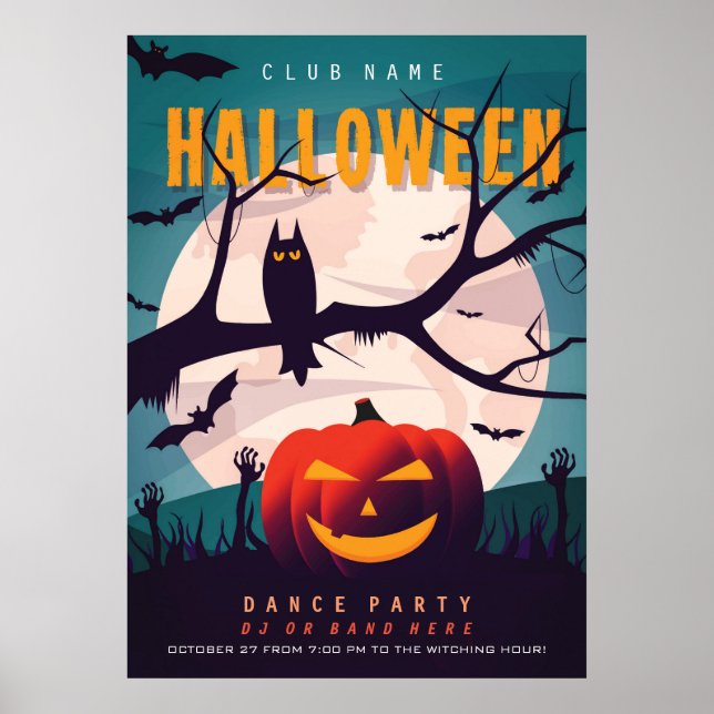 Haunted graveyard dance party promotional club poster (Front)