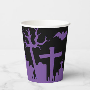 Haunted Graveyard Halloween Paper Cups