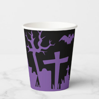 Haunted Graveyard Halloween Paper Cups