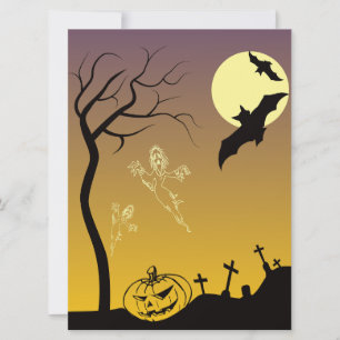 Haunted Graveyard Halloween Scene, Halloween Card