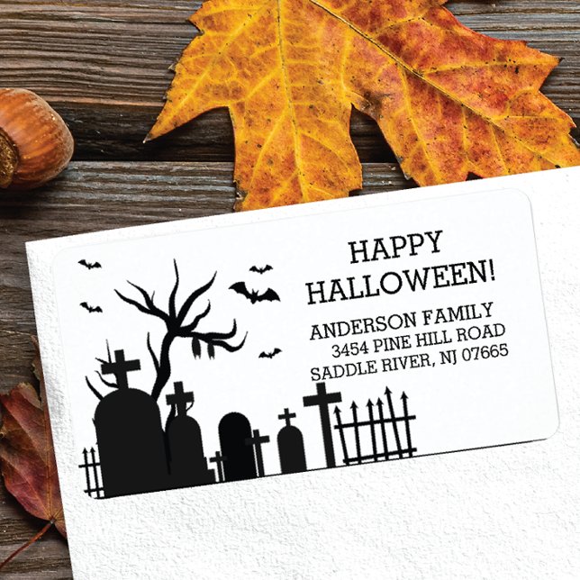 Haunted Graveyard Happy Halloween Return Address Label (Creator Uploaded)