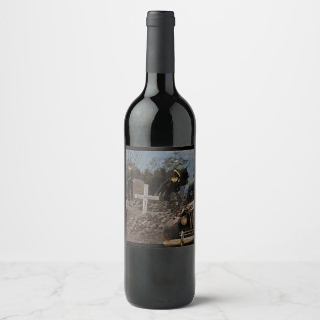 Haunted Graveyard in Tombstone Wine Label (Front)