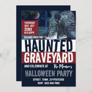Haunted Graveyard Theme Escape Room Halloween Invitation
