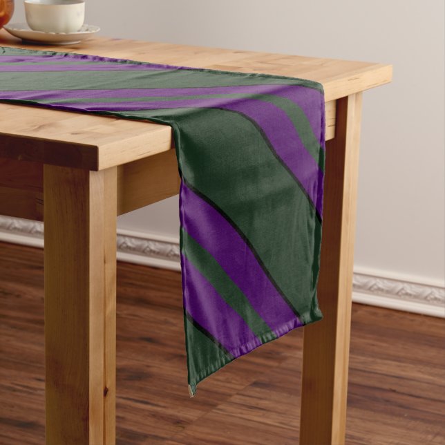 Haunted Green and Purple with Pin Striped Long Table Runner (In Situ)