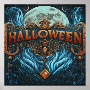 Haunted Halloween Clock Tower Poster