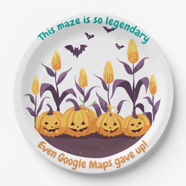 Haunted Halloween Corn Field Paper Plate (Front)