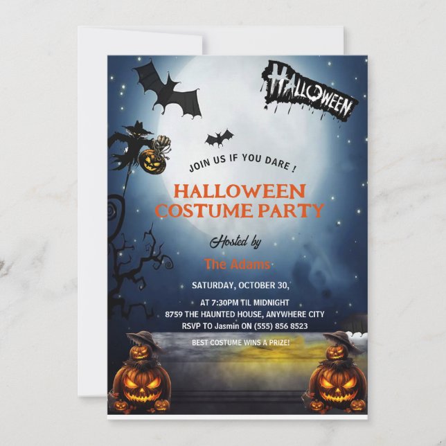 Haunted Halloween Costume Party Invitation  (Front)