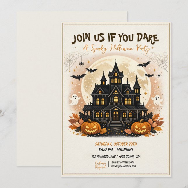 Haunted Halloween Costume Party Invitation (Front/Back)