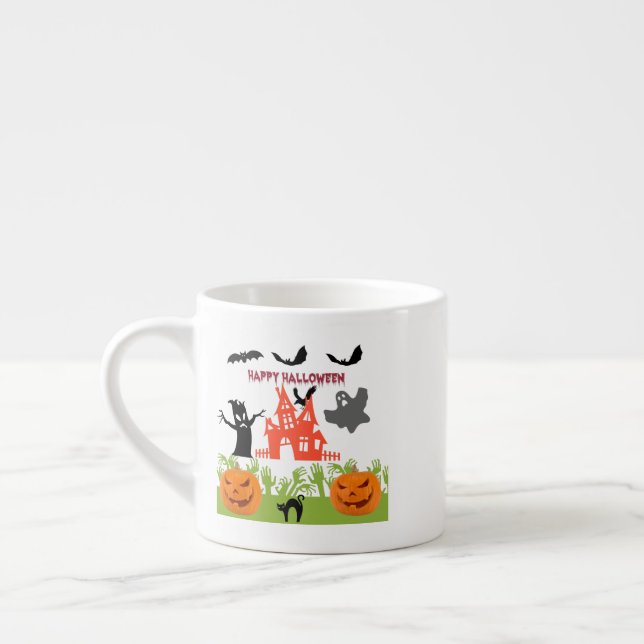 Haunted Halloween Creatures Artwork Espresso Cup (Left)