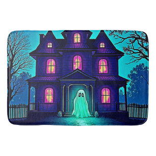 Haunted Halloween Ghost House Design Bath Mat
