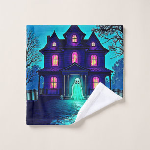 Haunted Halloween Ghost House Design Bath Towel Set