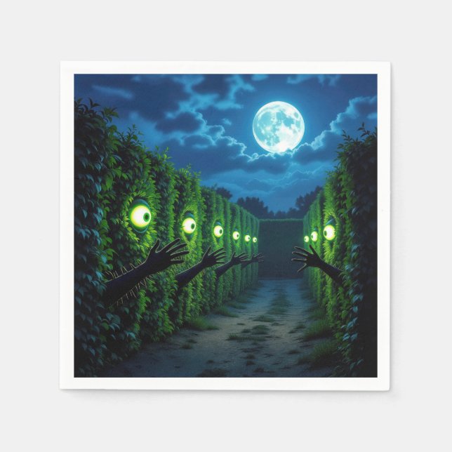 Haunted Halloween Hedge Horror Napkin (Front)