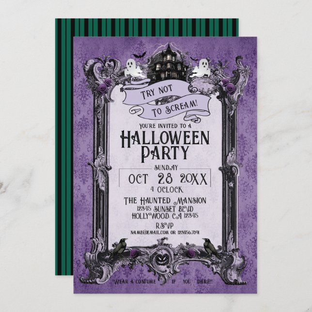 Haunted Halloween House Party Invitation (Front/Back)