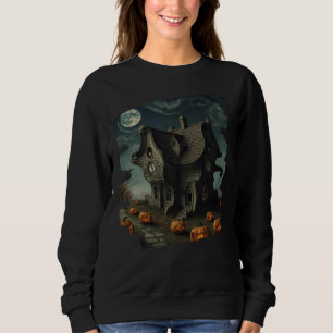 Haunted Halloween House with Pumpkins & Full Moon Sweatshirt
