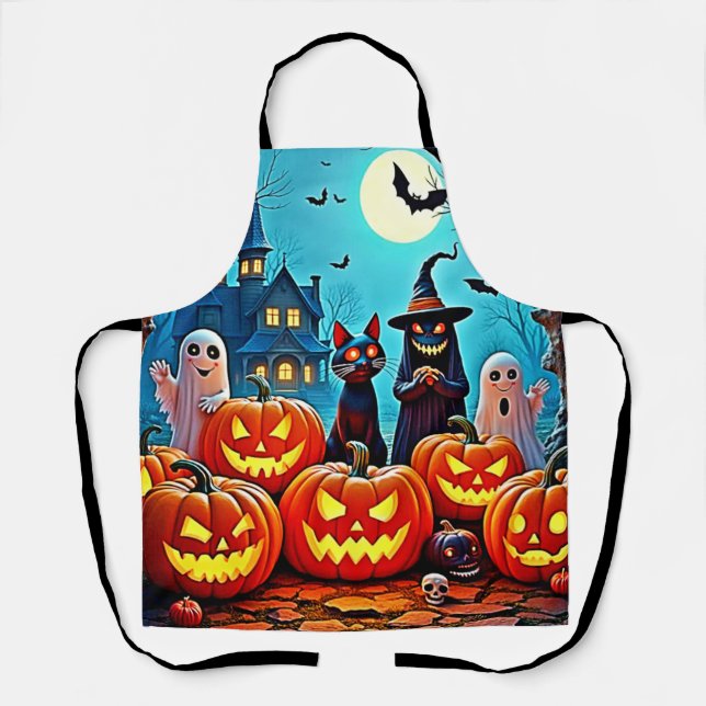 Haunted Halloween Night Design Apron (Front)