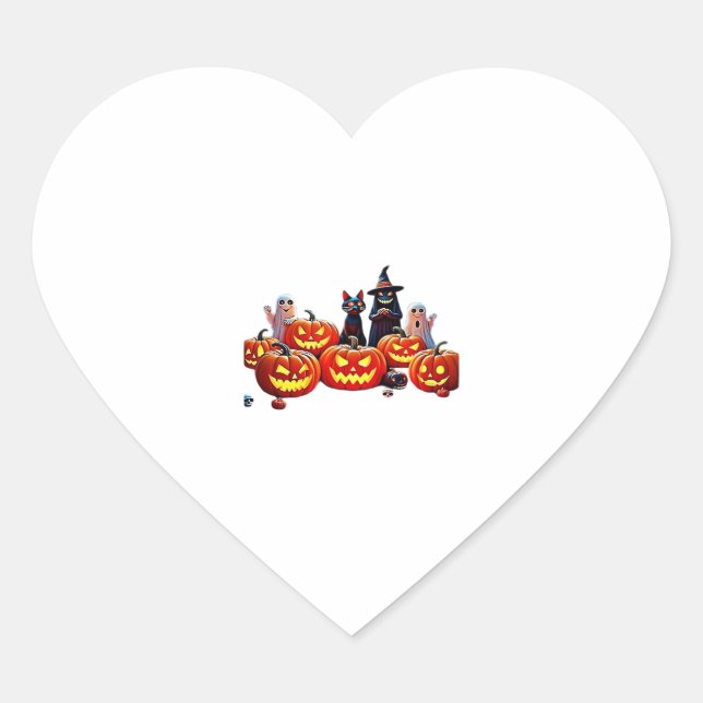 Haunted Halloween Night Design Classic T-Shirt Heart Sticker (Front)