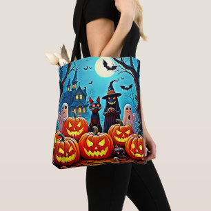 Haunted Halloween Night Design Tote Bag