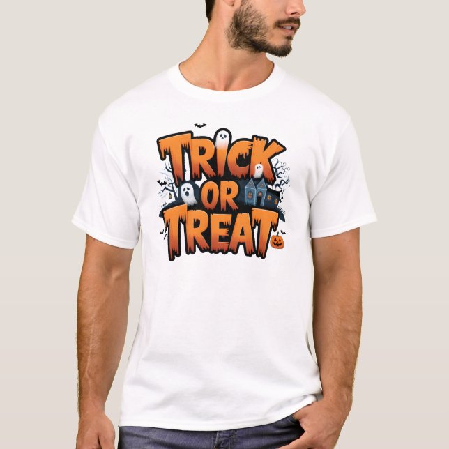 Haunted Halloween night with ghosts T-Shirt (Front)