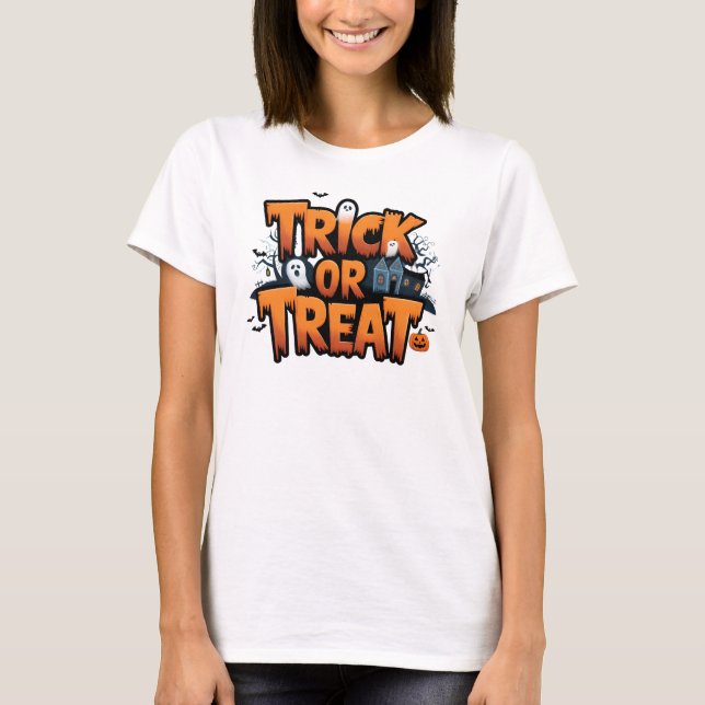 Haunted Halloween night with ghosts T-Shirt (Front)