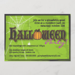 Haunted Halloween Party Invitation Black & Green
