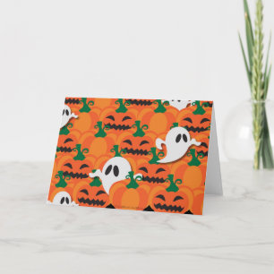 Haunted Halloween Pumpkin Patch Ghosts Card