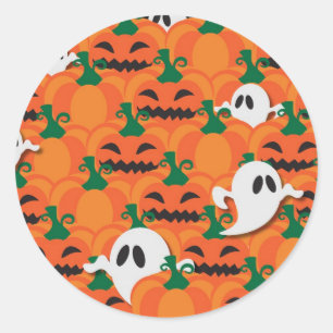Haunted Halloween Pumpkin Patch Ghosts Classic Round Sticker