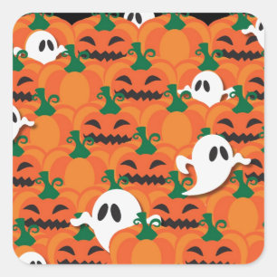 Haunted Halloween Pumpkin Patch Ghosts Square Sticker