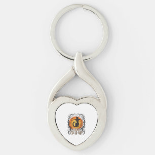 Haunted Halloween Pumpkin Spooky Night Ghost Silho Key Ring