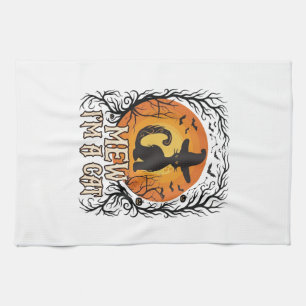 Haunted Halloween Pumpkin Spooky Night Ghost Silho Tea Towel