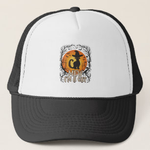 Haunted Halloween Pumpkin Spooky Night Ghost Silho Trucker Hat