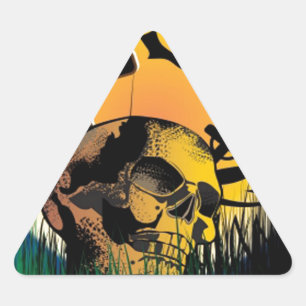 Haunted Halloween Scene Triangle Sticker