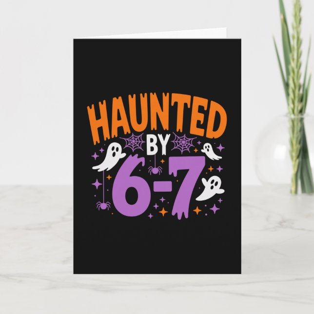 Haunted Halloween Skeleton Haunted Six Seven Numbe Card (Front)