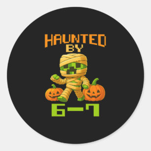 Haunted Halloween Skeleton Haunted Six Seven Numbe Classic Round Sticker