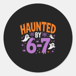 Haunted Halloween Skeleton Haunted Six Seven Numbe Classic Round Sticker